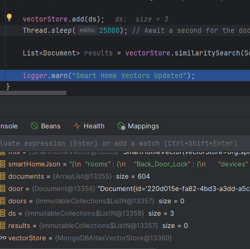 Spring AI Can't get vectorStoreTest with MongoDBAtlasVectorStore to work locally