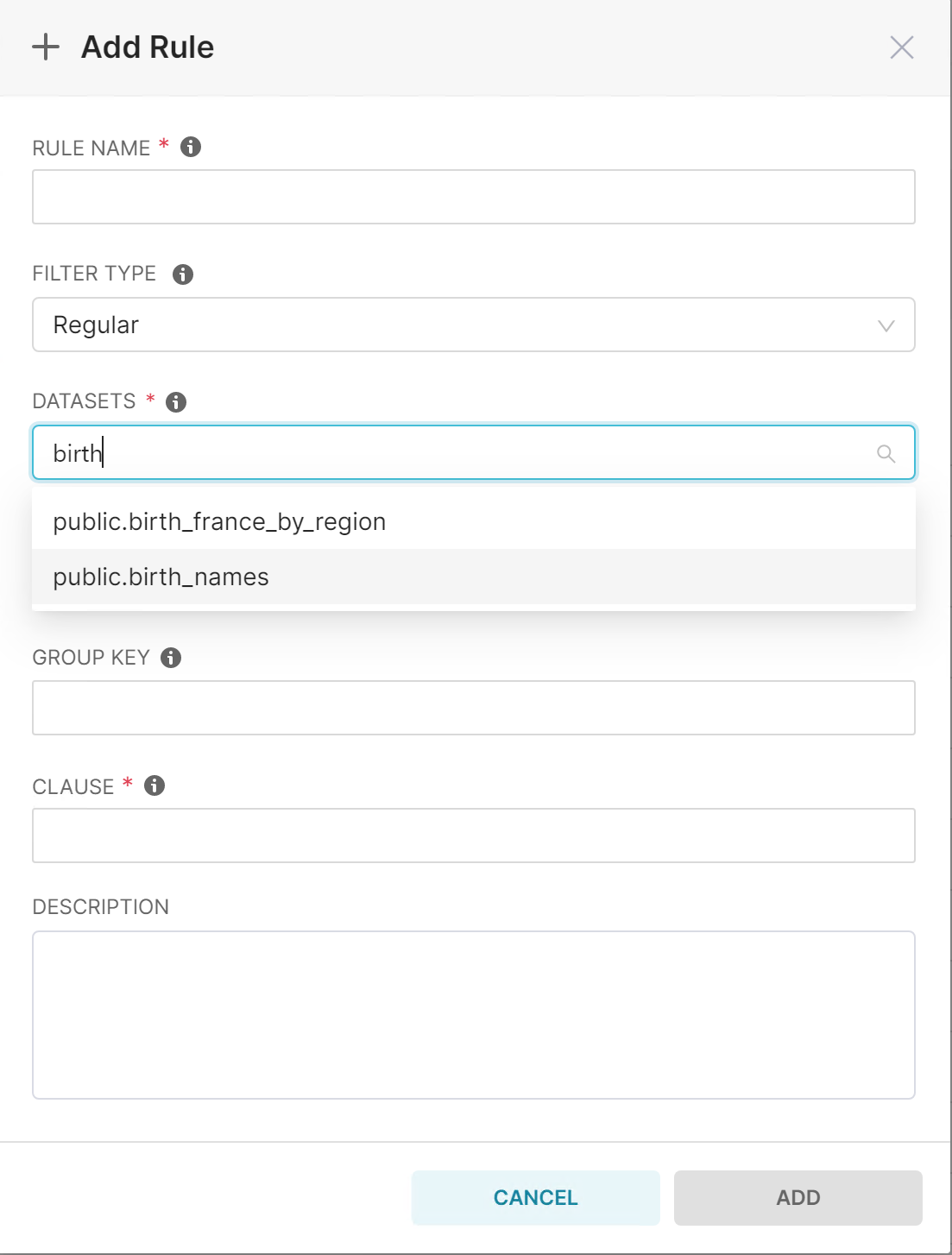 Apache Superset RLS form does not show all available datasets when searching by mask