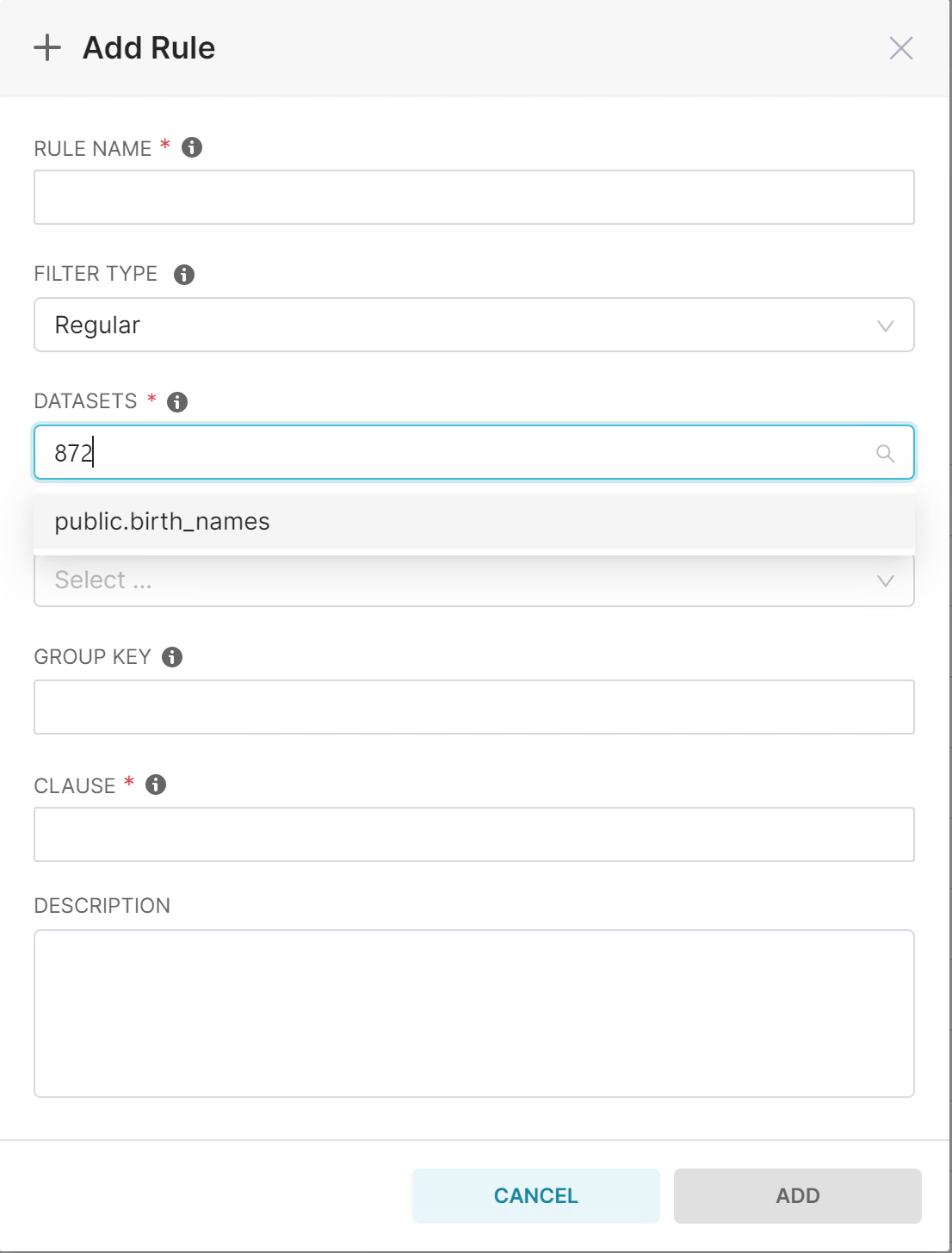 Apache Superset RLS form does not show all available datasets when searching by mask