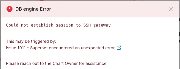 Apache Superset Broken ssh connections: Could not establish session to SSH gateway