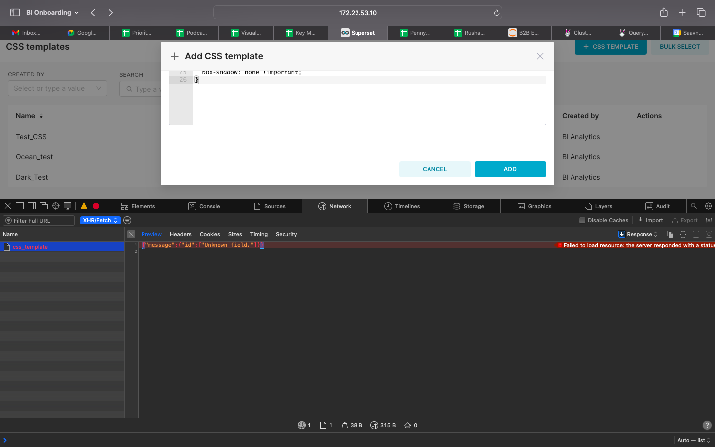 Apache Superset CSS Template issue 