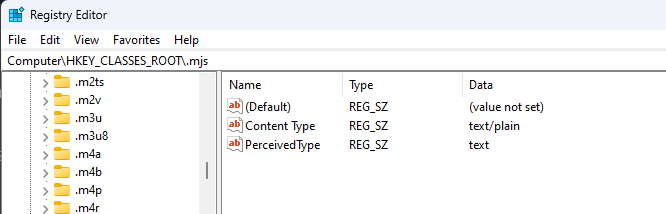 Golang mime: incorrect mime-type for .mjs files on windows (text/plain instead of application/javascript)