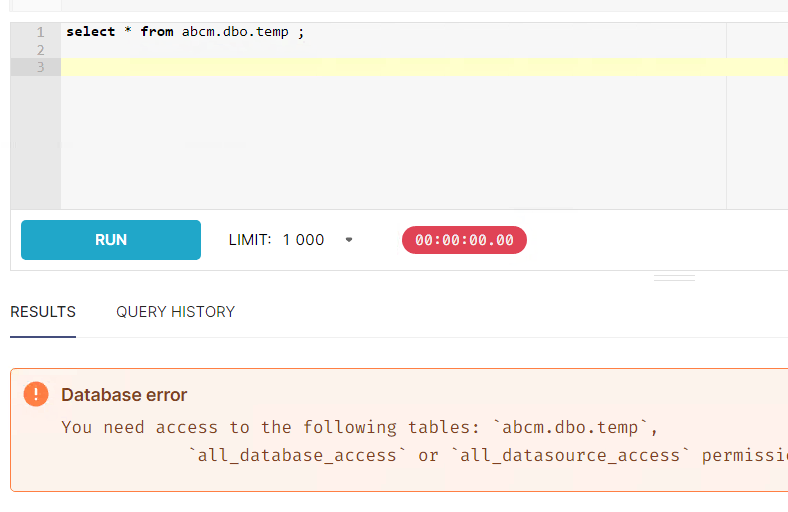 Apache Superset Permission denied for sql access between databases