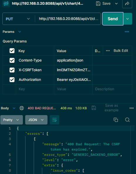 Apache Superset bug when updating chart /api/v1/chart/{pk}