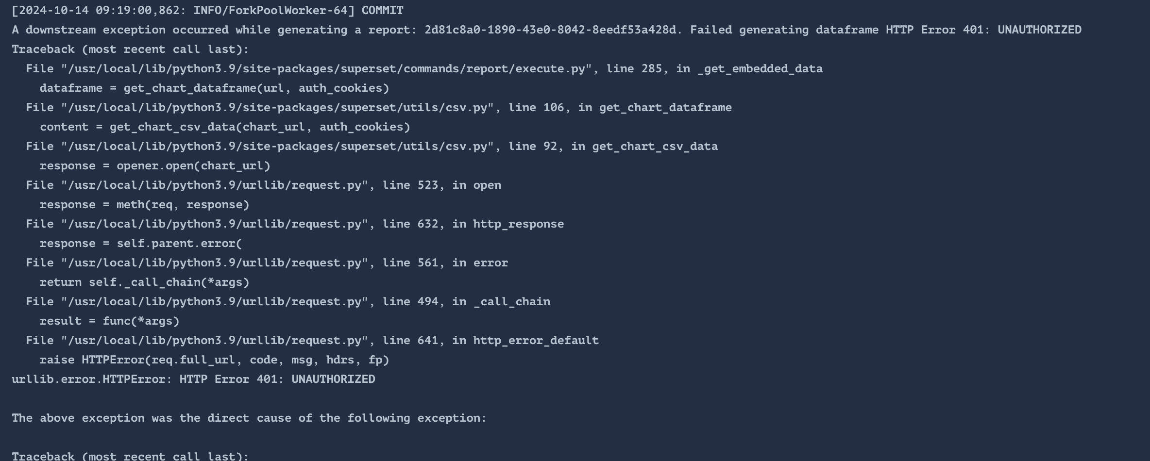 Apache Superset Failed to report on Slack