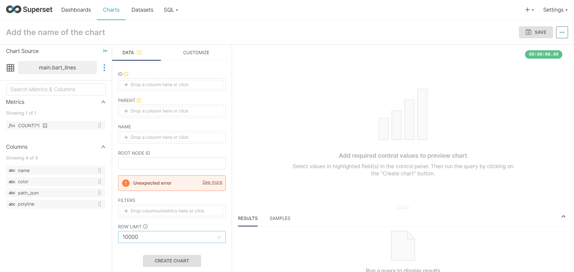 Apache Superset Cannot Add Metrics to Tree Chart