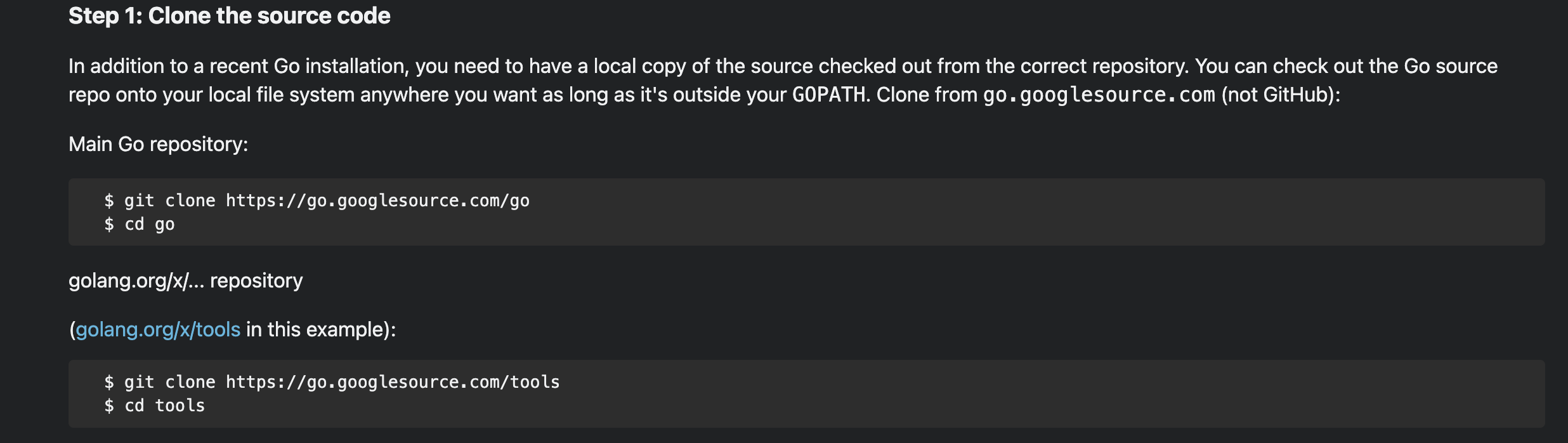 Golang x/website: add more detail about GOPATH and where to clone src code in contribution guide