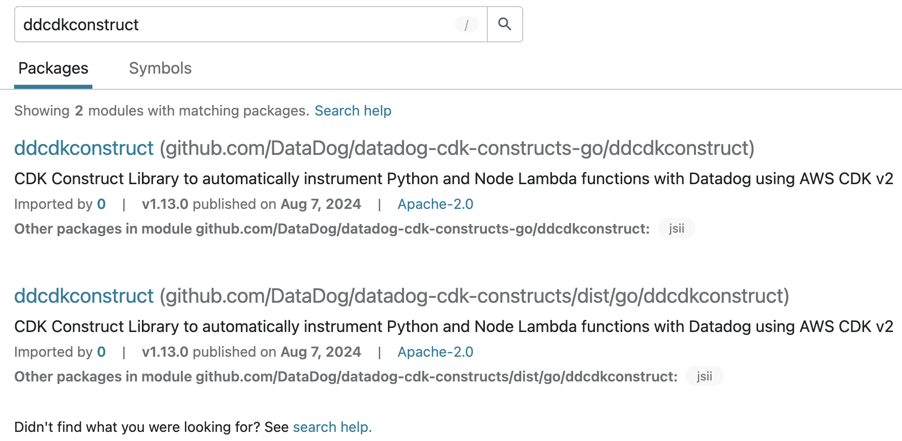 Golang x/pkgsite: package removal request for github.com/DataDog/datadog-cdk-constructs/dist/go/ddcdkconstruct