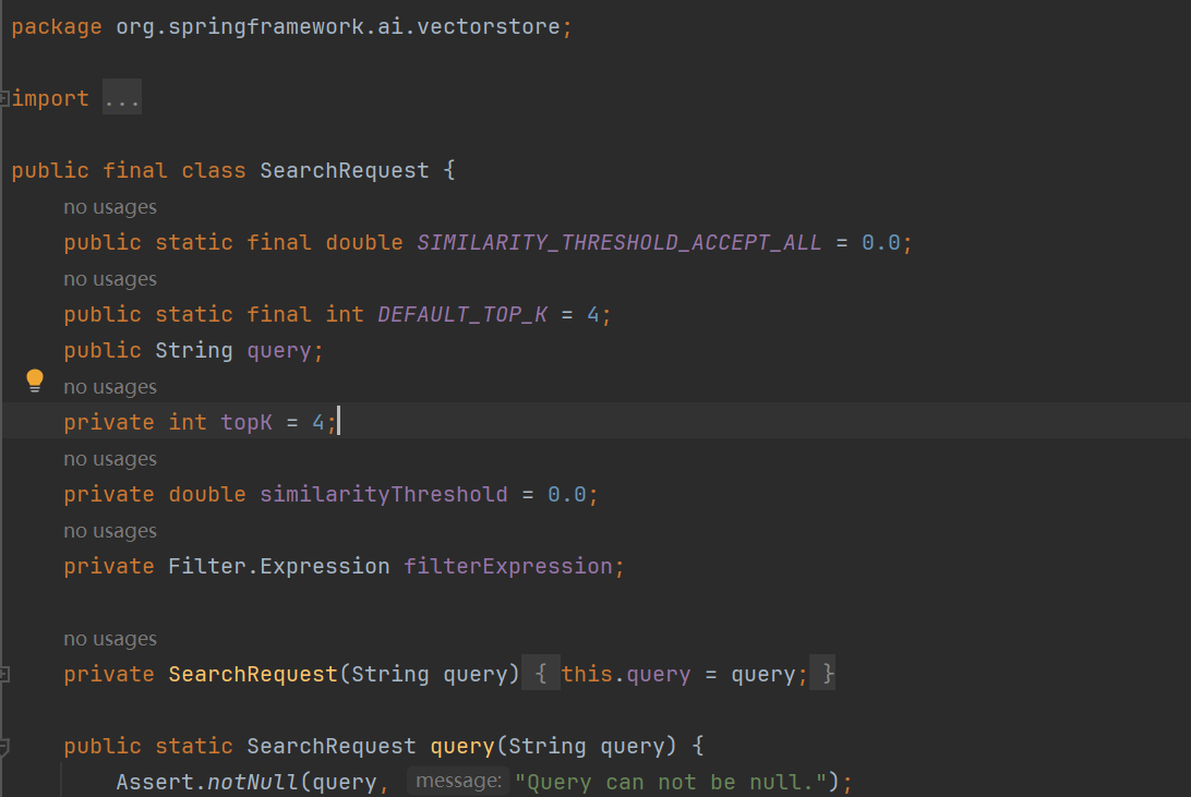 Spring AI milvus vectorstore SearchRequest  Cannot specify database